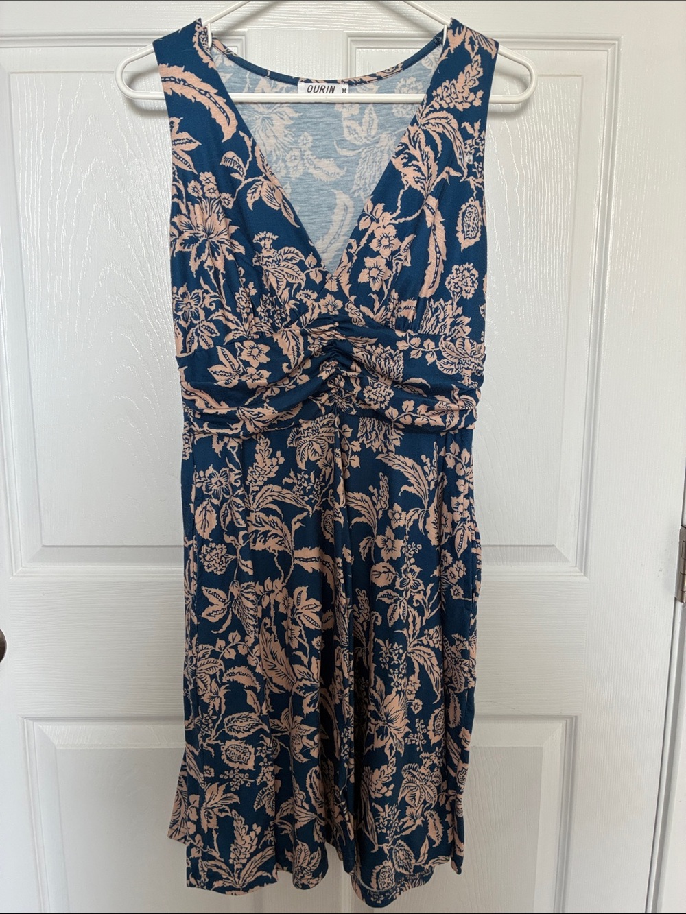 Navy & Blush Floral Sleeveless